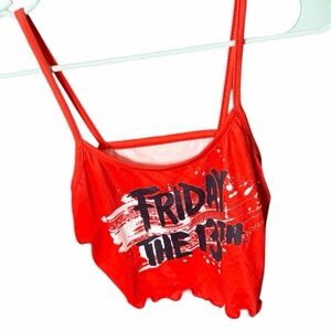 ROMWE Bold Red Friday the 13th Crop Top